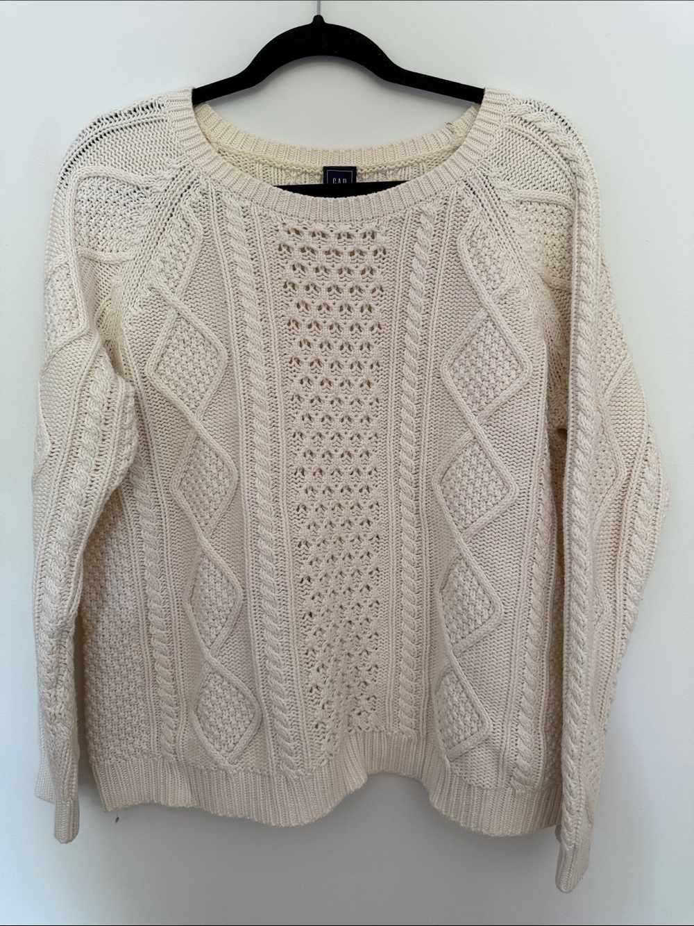 GAP 100% Coton Cream Cable Knit Scoopneck Sweater
